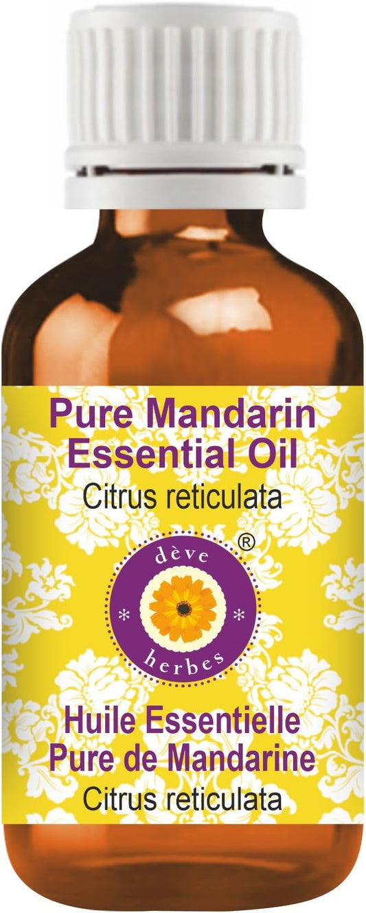 Deve Herbes Pure Mandarin Essential Oil (Citrus reticulata) Steam Distilled 100ml (3.38 oz)
