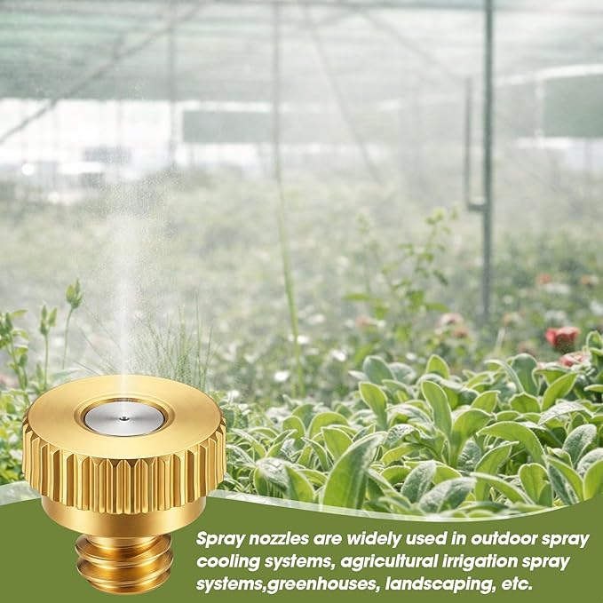 Zhengmy 150 Pcs 0.3mm Brass Misting Nozzles, Mister Nozzles Brass for Outdoor Cooling System Orifice 10/24 UNC Replacement Heads for Outdoor Cooling System