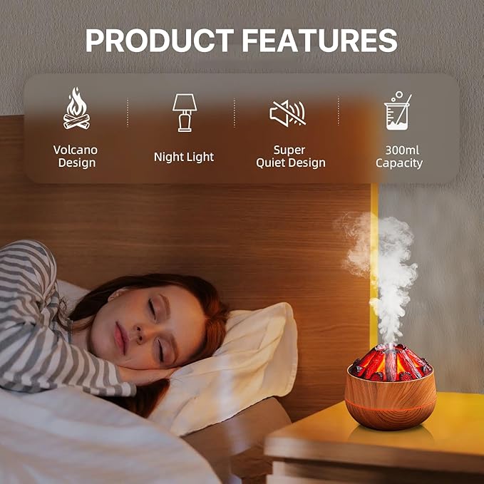 Mini Humidifier, 300ml USB Steam Humidifier with Auto Shut-Off for Bedroom, Living Room, Office, Gym, Plant Care