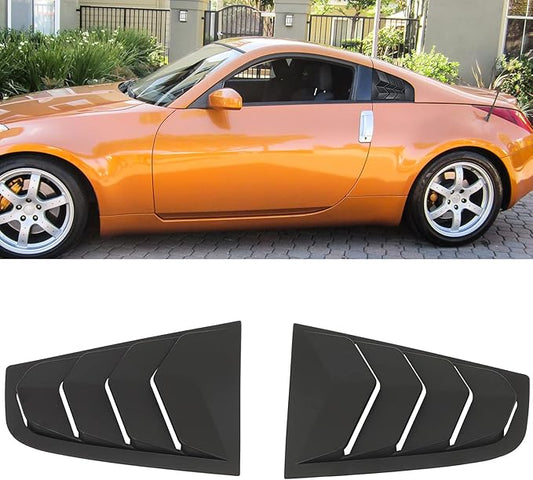 SCITOO Matte Black ABS Rear Side Window Louvers Air Vent Scoop Shades Cover Blinds Fit for 2003-2008 for Nissan 350Z