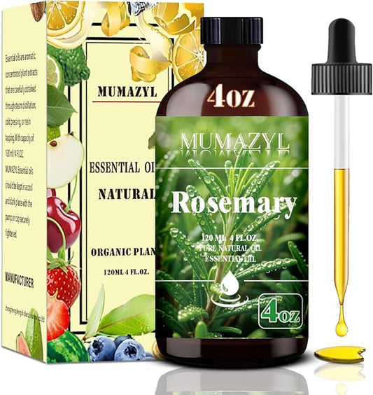 Rosemary Essential Oil, Rosemary Oil 4 Fl Oz 120ML for Diffuser Humidifier Yoga Cleaning DIY Candle Soap Making MUMAZYL Essential Oils