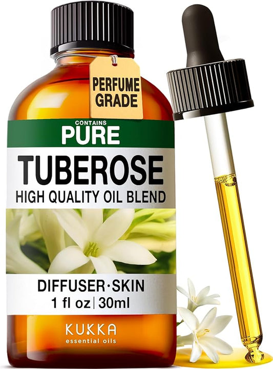 100% Pure Tuberose Oil - 1 Fl Oz Tuberose Essential Oil for Hair, Skin, Diffuser, Aromatherapy & DIY Soap Making Scent