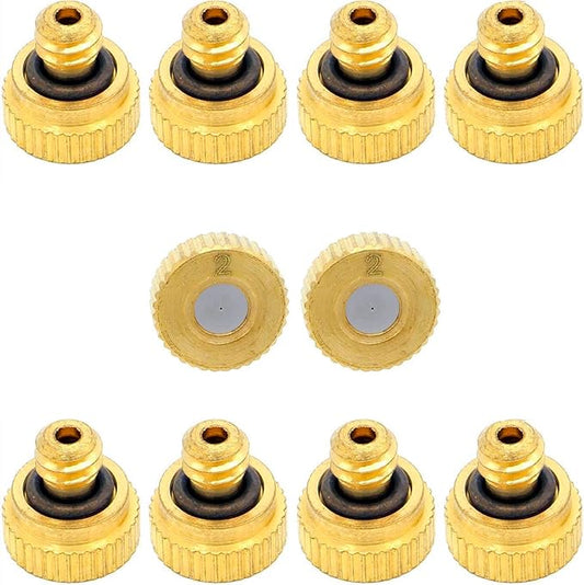 10Pcs Brass Misting Nozzle - 0.008" Orifice (0.2mm) Dia 10/24 UNC Replacement Heads for Outdoor Cooling System (0.2mm)