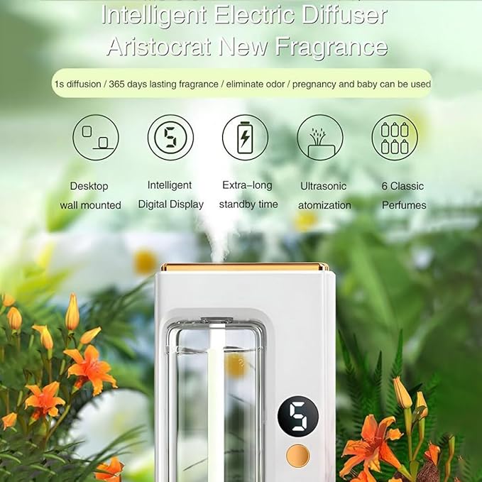 Automatic Aromatherapy Diffuser, Essential Oil Diffusers for Home, Digital Display Version of Aroma Diffuser, Replaceable Scent Diffusers for Home (Shangri-la)