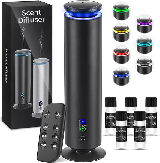 Hotel Scent Diffuser Starter Kit - 1000 Square Feet, 7 Ambient Light Settings, Includes 5 Essential Oils for Hotel Aromatherapy, Hotel Scent Diffuser,for Hotels, Homes, and Large Rooms