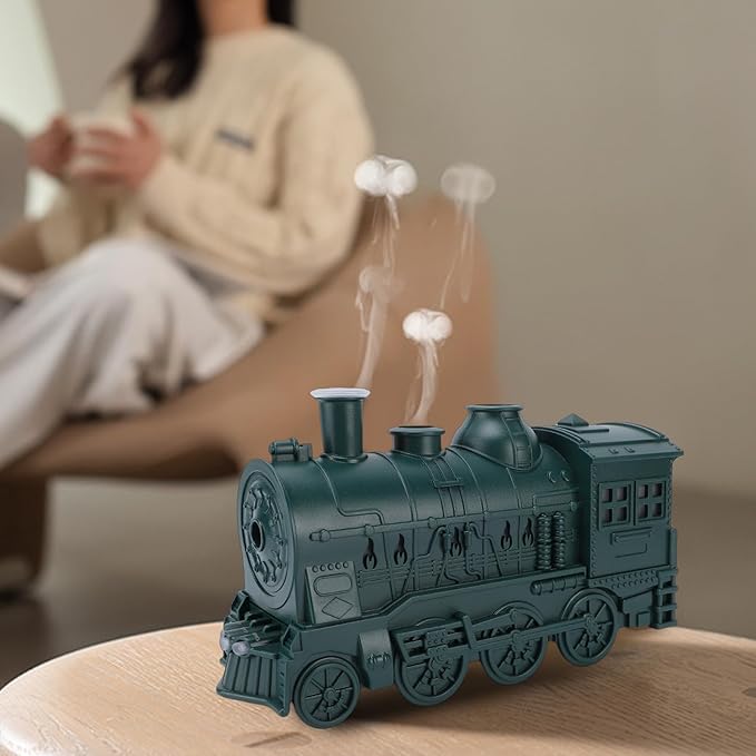 Bewinner Train Humidifier with Night Light, Essential Oil Diffuser, Large Room Aromatherapy Diffuser Cool Mist Humidifier for Office Bedroom, Dual Spray Modes, (Green)
