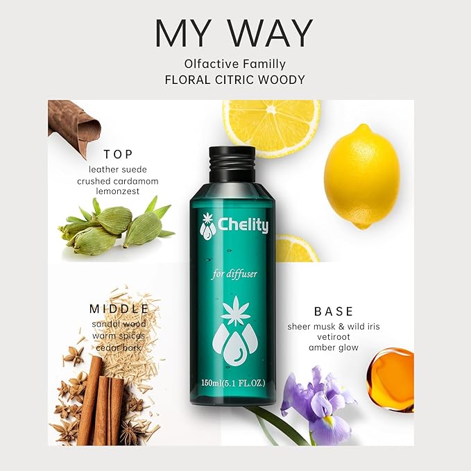 My Way Diffuser Oil，Inspired by The 1 Hotel Miami Scent Home Luxury Scents, Waterless Diffuser & Home Scenting Essential Oil for Ultrasonic and Crafting，Longer Lasting (2.1 Fl Oz)