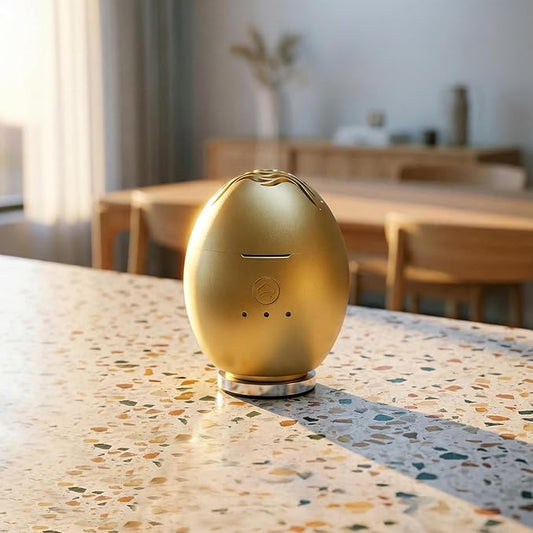 Orbby Scent Diffuser Starter Kit | Portable Small Desk Diffuser for Office: Electric Incense Device, Cordless Pet Safe Air Freshener for Home – Flameless (Gold with 1g Agarwood Pellets)