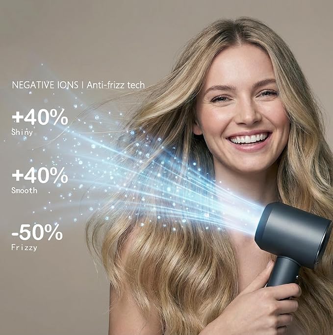 STFF ion Hair Dryer high Speed brushless Motor with Blow Dryer Diffuser,1400W Ultra-Fast Dryer,Ultra-Ligh, Low Noise,Intelligent LCD Display,for Women/Girls