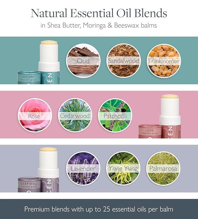 Scentered Aromatherapy Balm Gift Set - Be Kind to Yourself (Pack of 3) - Sleep Well, Escape, Love - Lavender, Cedarwood, Ylang Ylang Essential Oils - Relaxing Gifts for Women
