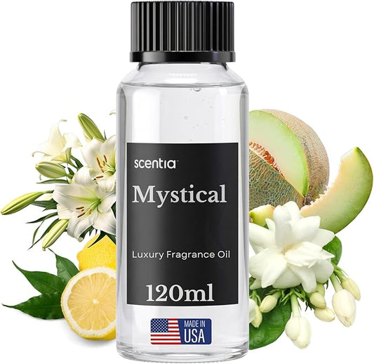 Scentia Mystical Diffuser Oil Refill – Hotel Fragrance Oil Inspired by Wynn Las Vegas – 120 mL – Melon, Raspberry & Jasmine Long-Lasting Scent for Ultrasonic & Waterless Diffusers, Made in USA
