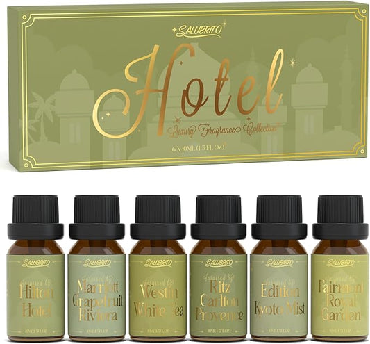 SALUBRITO Luxury Hotel Fragrance Oil Set for Diffuser, Premium Essential Oil - Inspired by Classic Hotel Scents Re-Imagined, Gift for Women and Men