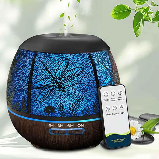 Essential Oil Diffuser for Bedroom 400ml,Diffusers for Home with R/C,Cool Mist Humidifier Large Room,Ultrasonic Scent Diffuser Waterless Auto Off,7 Colors Light & 3 Mist Modes for Desk Dragonfly