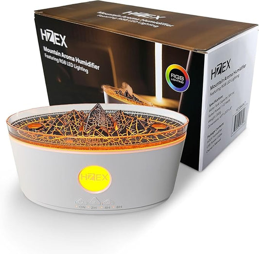 HZEX 2-in-1 300ml Ultrasonic Essential Oil Diffuser Humidifier, Lava Rock Design, w/Auto Safety-Shutoff, Remote Control, LED Lights, Quiet Long-Lasting Scent Diffuser for Bedroom Home Nursery Office