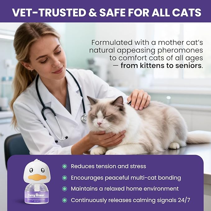 Cat Calming Diffuser for Cats – Pheromone Diffuser to Calm Cats – Multi‑Cat Starter Kit (1 Plug‑in + 48ml Refill) – Reduces Scratching, Meowing, Hiding, Urine Marking – Odorless