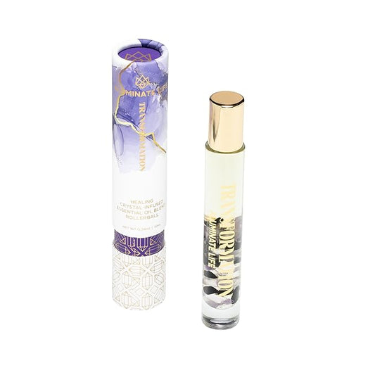 Essential Oil Rollerballs, .34 OZ, Transformation - Amethyst Crystal Infused - Scents of Jasmine, Bergamot, Vanilla, & Cedar - Aromatherapy Roll On Oils, Skin Care, Massage