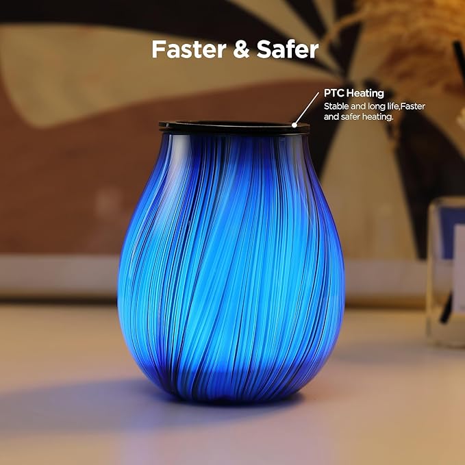 Electric Wax Melt Burner Art Glass Scented Candle Warmer with Timer and 7 led Color Changing Removable Silicone Dish for Wax Melts Fragrance Oil Night Light Candle Warmer for Home