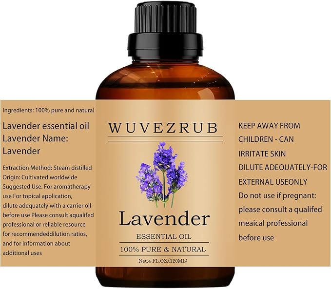 Lavender Essential Oils 120ML, 100% Pure and Natural Essential Oil for Aromatherapy Diffuser - 4 Fl Oz/Lavender