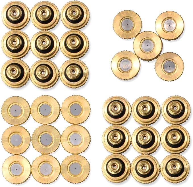 32 Pack- Brass Misting Nozzles For Outdoor Cooling System, 0.012” Orifice (0.3 mm) 10/24 UNC