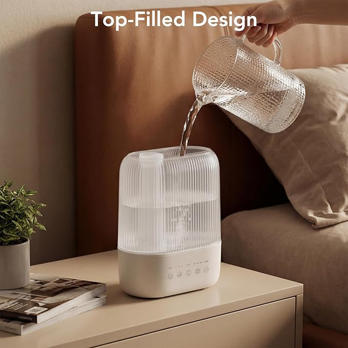 Electactic 2.8L Top Fill Humidifier, Essential Oil Diffuser & Cool Mist Humidifiers, Smart Humidity Control, Quiet Ultrasonic, 360° Nozzle, 7-Color Light for Bedroom, Home Office