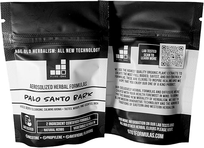 5:1 Formulas Palo Santo Essential Herbal Aromatherapy Diffuser - Organic Lab-Tested Personal Diffuser with Palo Santo & Vegetable Glycerin