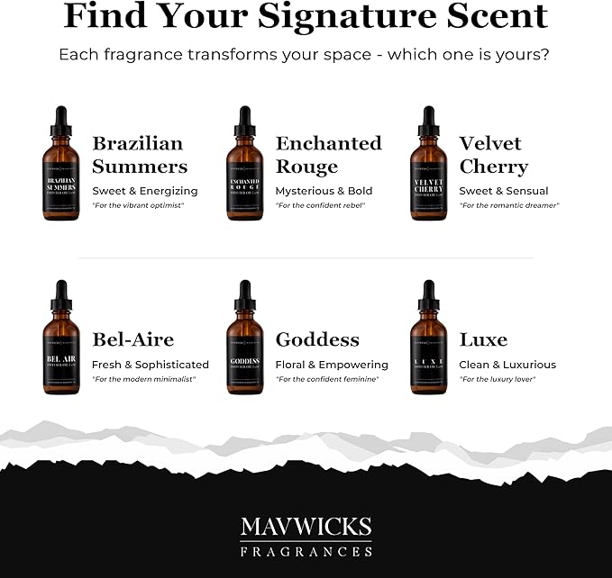 Mavwicks Diffuser Oil (Velvet Cherry) – 2oz Premium Essential Oil Blend for Aromatherapy Diffusers, Long-Lasting Luxury Home Fragrance for Living Room, Bedroom, Office, Bathroom & Hotel