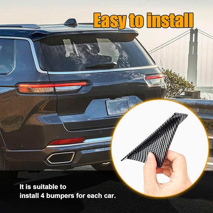 Augeny 4PCS Car Rear Lower Bumper Wing Lip Diffuser, Anti-Crash Straight Auto Shark Fin Spoiler Protector with Screws, Universal Rear Bumper Lip Diffuser Kit for Car SUV Truck (Straight/Carbon Fiber)