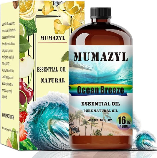 Ocean Breeze Essential Oil, Ocean Breeze Oil 16 Fl Oz 480ML for Diffuser Humidifier Yoga Cleaning DIY Candle Soap Making MUMAZYL Essential Oils
