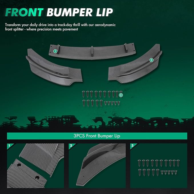 SCITOO Glossy Carbon Look PP Front Bumper Lip Chin Spoiler Fit for 2014-2020 for BMW F32 F33 F36 4-Series