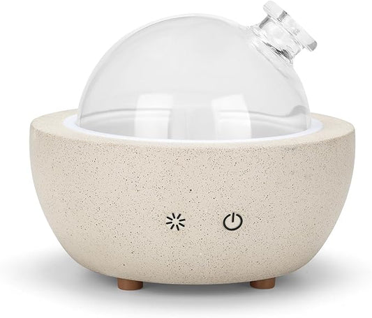 Essential Oil Aromatherapy Diffuser for Home Bedroom Large Room Glass Stone Ultrasonic Air Scent Mist Aroma Diffuser 200ML Defusers—Light Grey