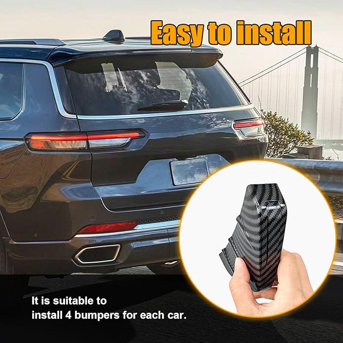 Augeny 4PCS Car Rear Lower Bumper Wing Lip Diffuser, Anti-Crash Auto Shark Fin Spoiler Protector with Mounting Screws, Universal Rear Bumper Lip Diffuser Kit for Car SUV Truck (Carbon Fiber)