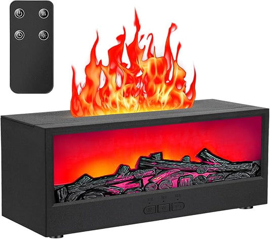ONLYFU Fireplace Flame Diffuser, 7 Colors Air Aroma Humidifier for Home, 150ml Timer & Auto-Off Aromatherapy Essential Oil Diffuser with Remote for Spa, Yoga, Office (Black)