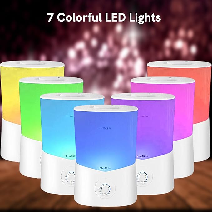 BlueHills Premium 3000 ML XL Essential Oil Diffuser Aroma Humidifier 3 Liter Big Capacity Huge Size Plant Baby Living Room Décor Lights Home High Mist Long Run Time Aromatherapy Diffuser White 3L-K1