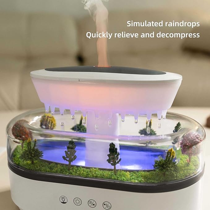 Raindrop 250ML Essential Oil Diffuser Aromatherapy Humidifier - Large Opening Tank, Natural White Noise, Colorful Lights, Fine Atomization, Quiet Operation for Bedroom/Living Room/Office