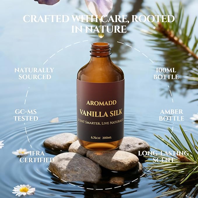 Aromadd Vanilla Silk Diffuser Oil Inspired by Luxury Hotel Scent 6.76 Fl Oz (200ml), Aroma Diffuser & Hotel Fragrance Diffuser Oil, Essential Oil Diffuser for Aromatherapy, Long-Lasting
