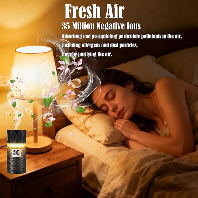 Essential Oil Diffuser, 35 Million Negative Ions Fresh Air, Glass Oil Diffuser with Warm Night Light, Auto Shut-Off, 250ml Ultrasonic Cool Mist Humidifier for Home,Car,Spa,Yoga (Black, Lavender)