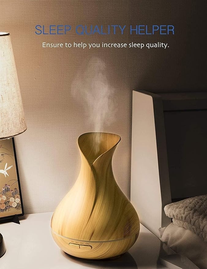 550ml Ultrasonic Aroma Diffuser & Cool Mist Humidifier with LED Lights – Quiet Essential Oil Diffuser for Home, Office, Yoga, Bedroom (550ml)