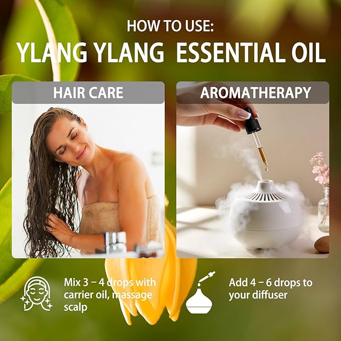 Ylang Ylang Essential Oil, 16 fl oz (480ml) - ZODION Ylang Ylang Fragrance Oil for Diffuser, Massage, Humidifier, DIY Candle, Soap Making, Home, Bath, Yoga