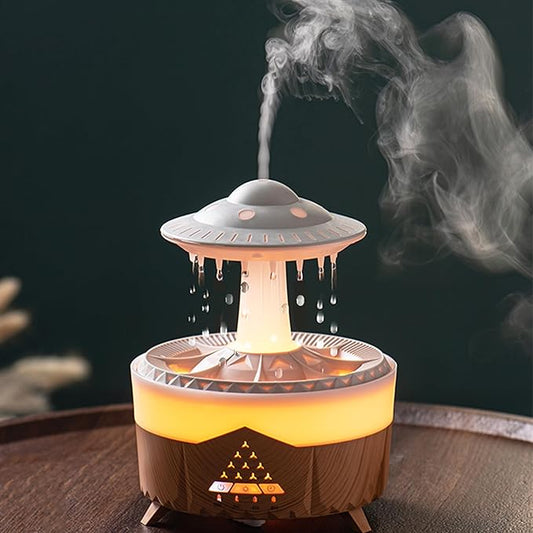 Raindrop Humidifier for Bedroom, 350ml Cool Mist Humidifier with Essential Oil Diffuser, 7 Colors LED Night Light & 4 Timers, Ultrasonic Vaporizer for Home Nursery Office