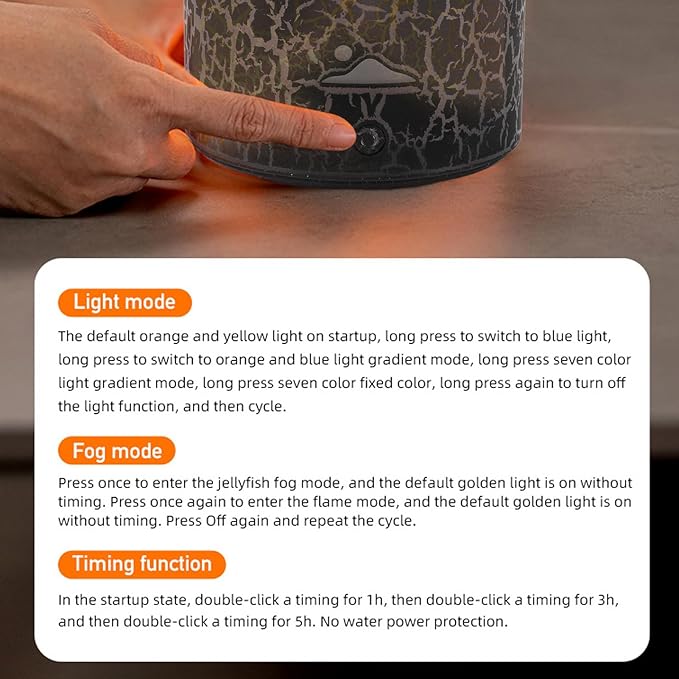 Fockety Volcano Essential Oil Diffuser, 7 Colors Night Lights Cool Mist Humidifier for Bedroom, 180ml Aroma Diffuser for Office, USB Waterless Auto Off Aromatherapy Diffuser (Black)
