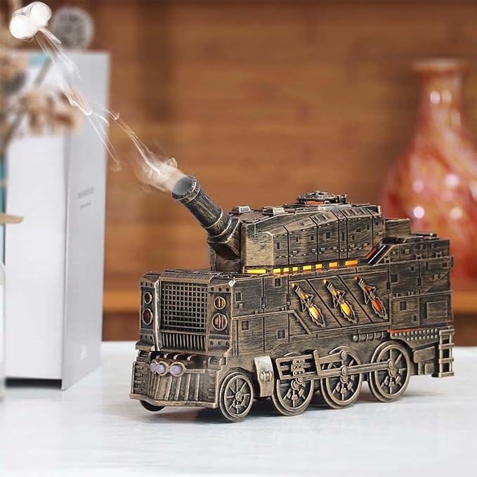 Train Shaped Essential Oil Diffuser, 300ml Vintage Steam Train Aromatherapy Essential Oil Diffuser Humidifier with Dual-Color LED Light, 2 Mist Modes and Auto Shut-Off, for Bedroom