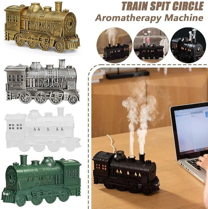 Train Diffuser,300ML Large Capacity Train Humidifier with Dual Cool Mist Outlets,Christmas T-rain Essential Oil Diffuser,Vintage Steam TrainDiffuser with Essential Oils 2 Lighting Modes,for Bedroom