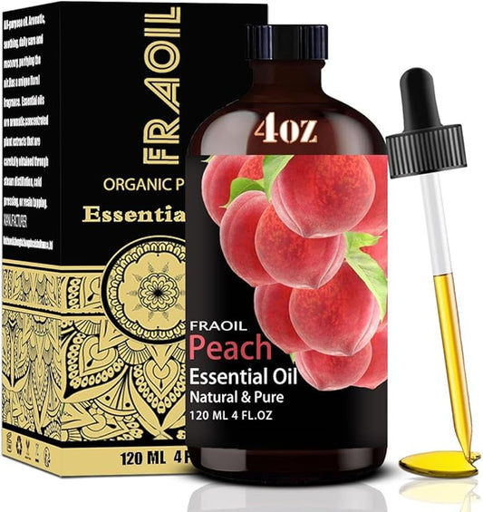 Peach Essential Oil, Peach Oil 4 Fl Oz 120ML for Diffuser Humidifier Yoga Cleaning DIY Candle Soap Making Perfume Gift for Women Essential Oils FRAOIL (Peach 4 Fl Oz (Pack of 1))