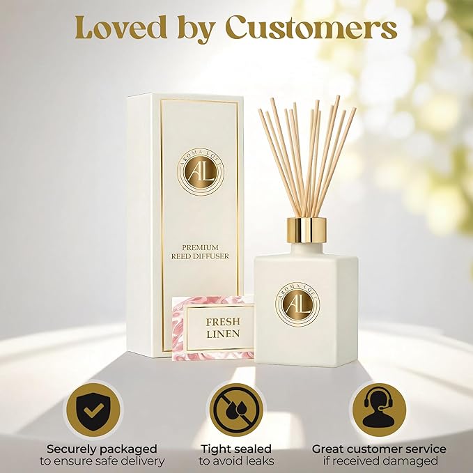 White Reed Diffusers for Home | Premium Fragrance Diffuser | White Diffuser Sticks in Oil Set with Fresh Linen Scent | Smell Good Stuff | Long-Lasting Oil for Bathroom & Office (5 oz)
