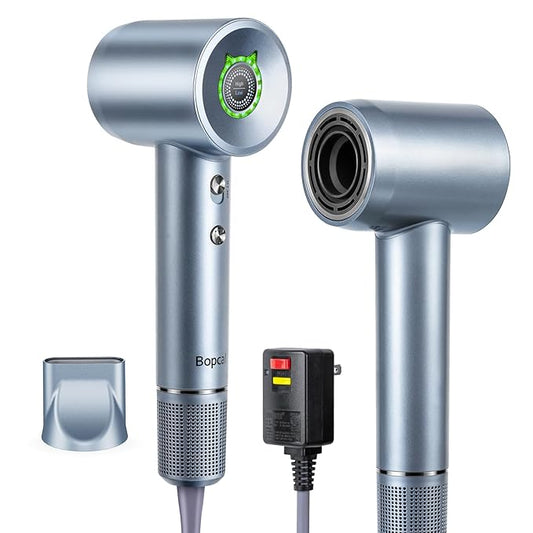 Hair Dryer - Negative Ionic Blow Dryer with 150000 RPM High Speed Brushless Motor for Fast Drying, Low Noise, HD Display Hair Dryer with Diffuser and Nozzle, 4 Temps & 3 Speeds