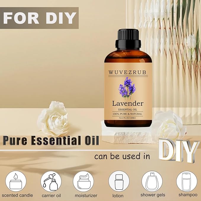 Lavender Essential Oils 120ML, 100% Pure and Natural Essential Oil for Aromatherapy Diffuser - 4 Fl Oz/Lavender