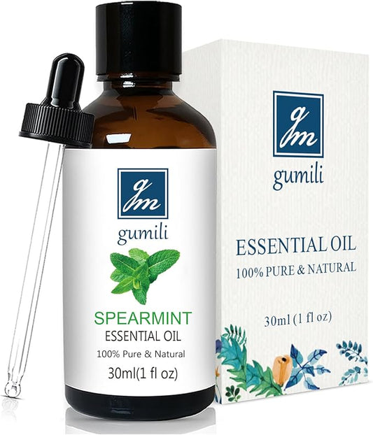 GM Gumili Spearmint Essential Oil 1 Oz, 100% Pure Natural Spearmint Oil, Refreshing Aromatherapy Essential Oils for Diffuser, Face, Skin, Hair Care