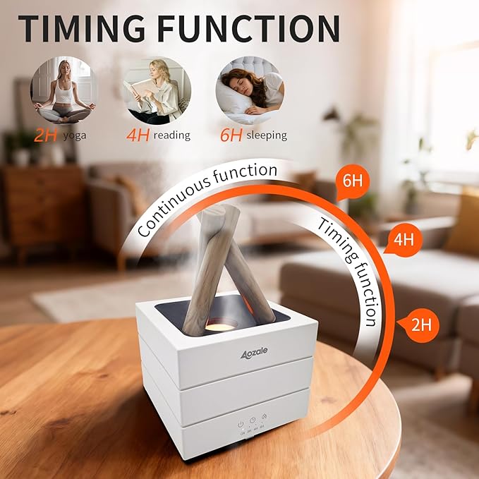 Campfire Flame Fire Diffuser, Bonfire Aromatherapy Essential Oil Diffuser, 280ML Ultrasonic Mist Humidifier with Remote, 7-Color LED, Timer, Auto Shut-Off for Bedroom, Office, Yoga, Gifts