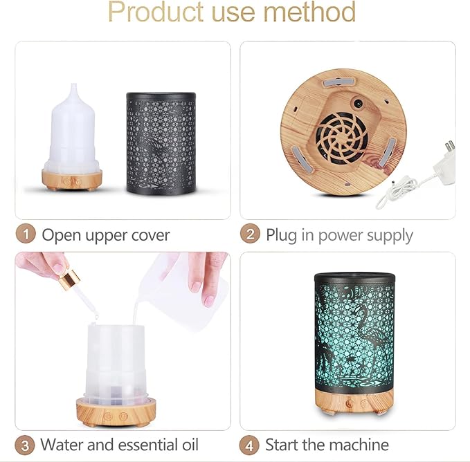 Flamingo Essential Oil Diffuser, 100ML Aromatherapy Diffuser Humidifiers for Bedroom, 7 Color Mood Lights, Waterless Auto-Off, for Bedroom, Office (Wooden)
