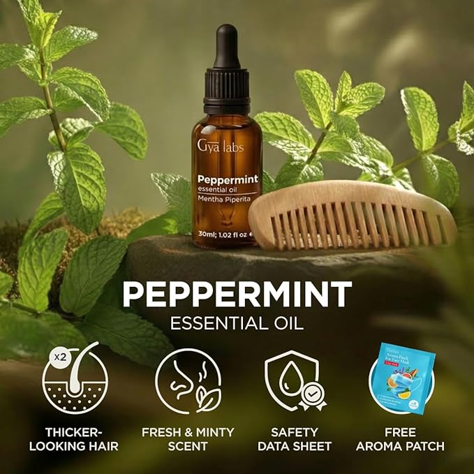 Gya Labs Peppermint Essential Oil - 1.02 Fl Oz - for Hair, Skin, Diffuser, Aromatherapy & DIY Candle Making Scent
